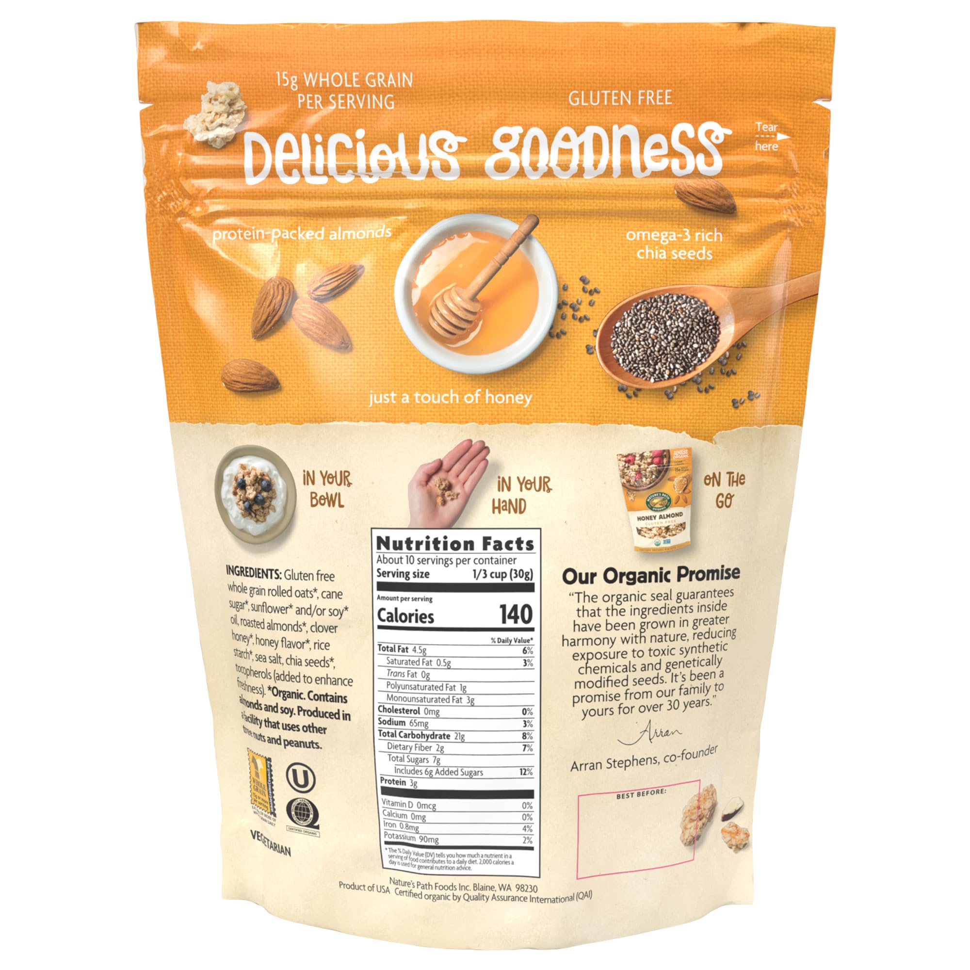 Natures Path, Granola Honey Almond Organic, 11 Ounce