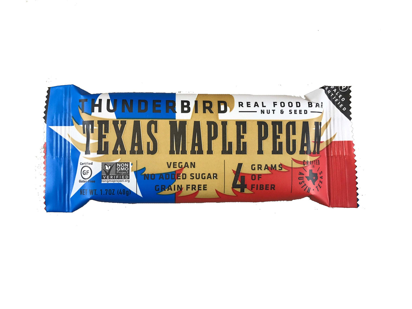 Thunderbird Gluten Free Non-GMO Vegan Texas Maple Pecan Bars, 1.7 Oz. (8 Bars)
