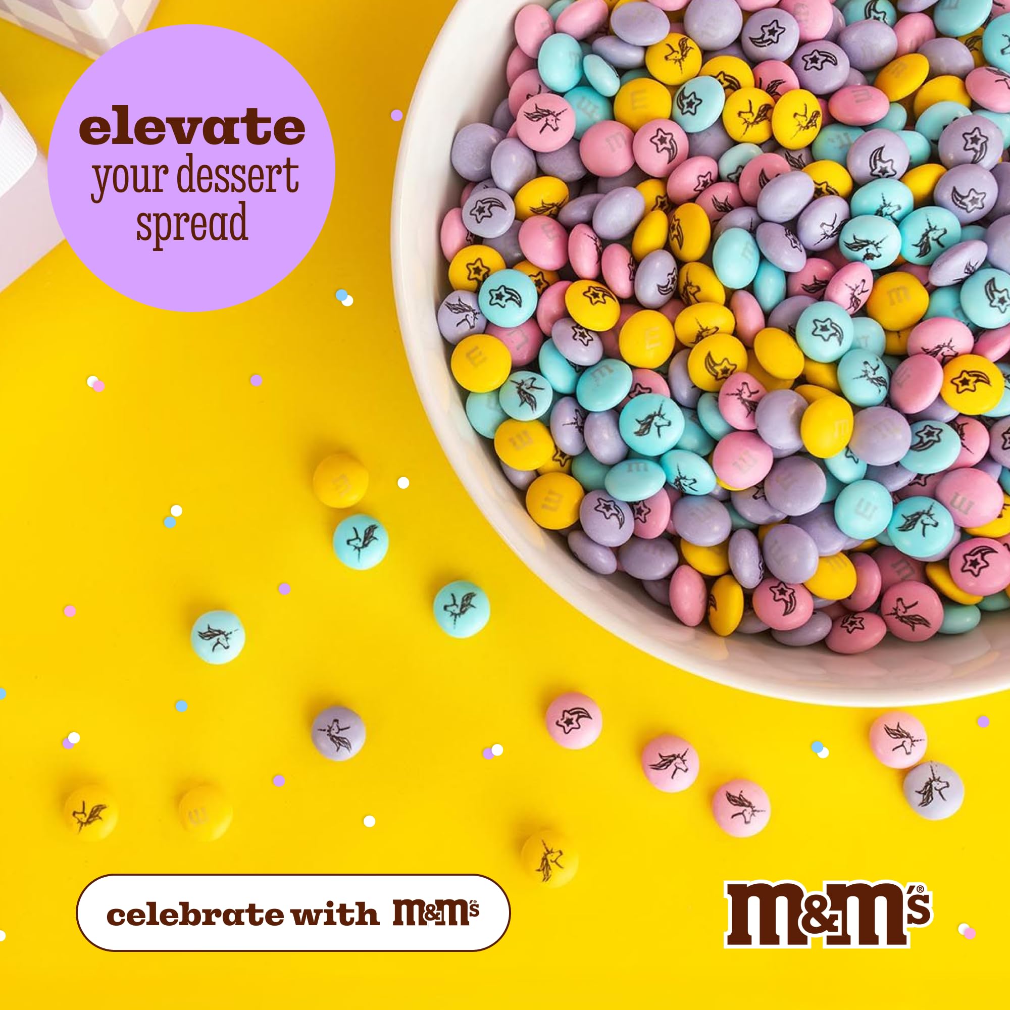 M&M’S WORLD Unicorn Printed Milk Chocolate Candy-2lbs of Bulk M&M'S in a Resealable Pack,For Birthday Decorations for Girls,Boys,and Adults,Unicorn