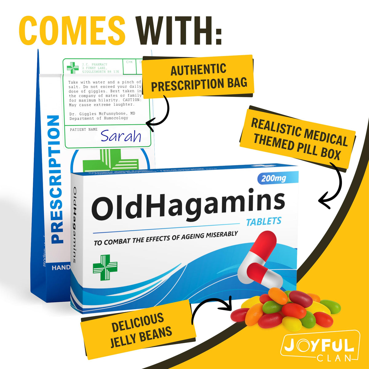 OldHagamins Joke Prank Pill Box with Jelly Beans Candy - Funny Mom Gifts, Mothers Day Gift for Mom, Birthday Gifts for Women, Gag Gift for Her