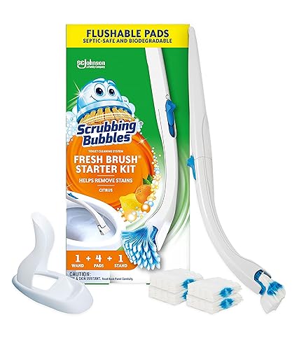 Scrubbing Bubbles Toilet Bowl Cleaning System with Flushable & Disposable Cleaner Refill Pads, Fights Odors and Helps Remove Limescale & Hard Water
