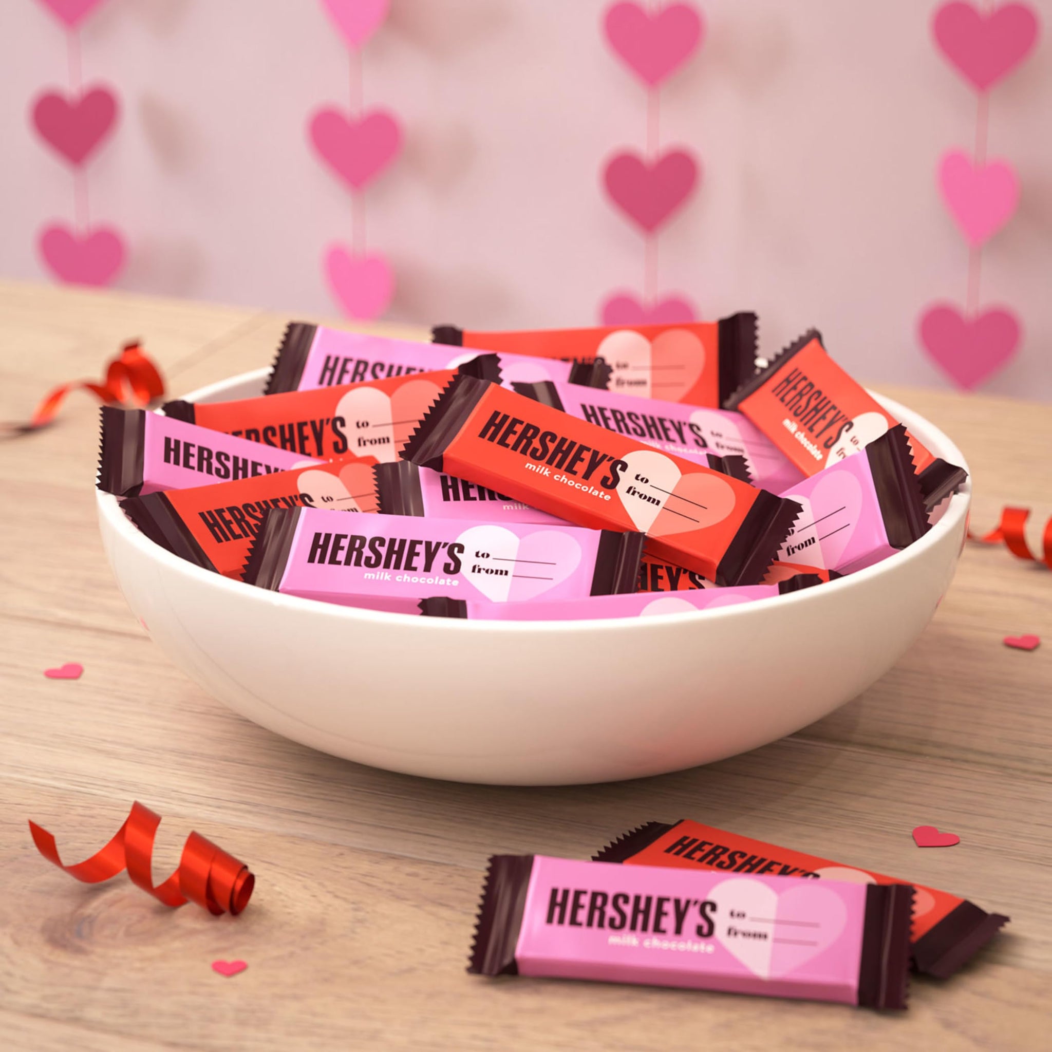 HERSHEY'S Milk Chocolate Snack Size, Valentine's Day Candy Bag, 12.6 oz (28 Pieces)