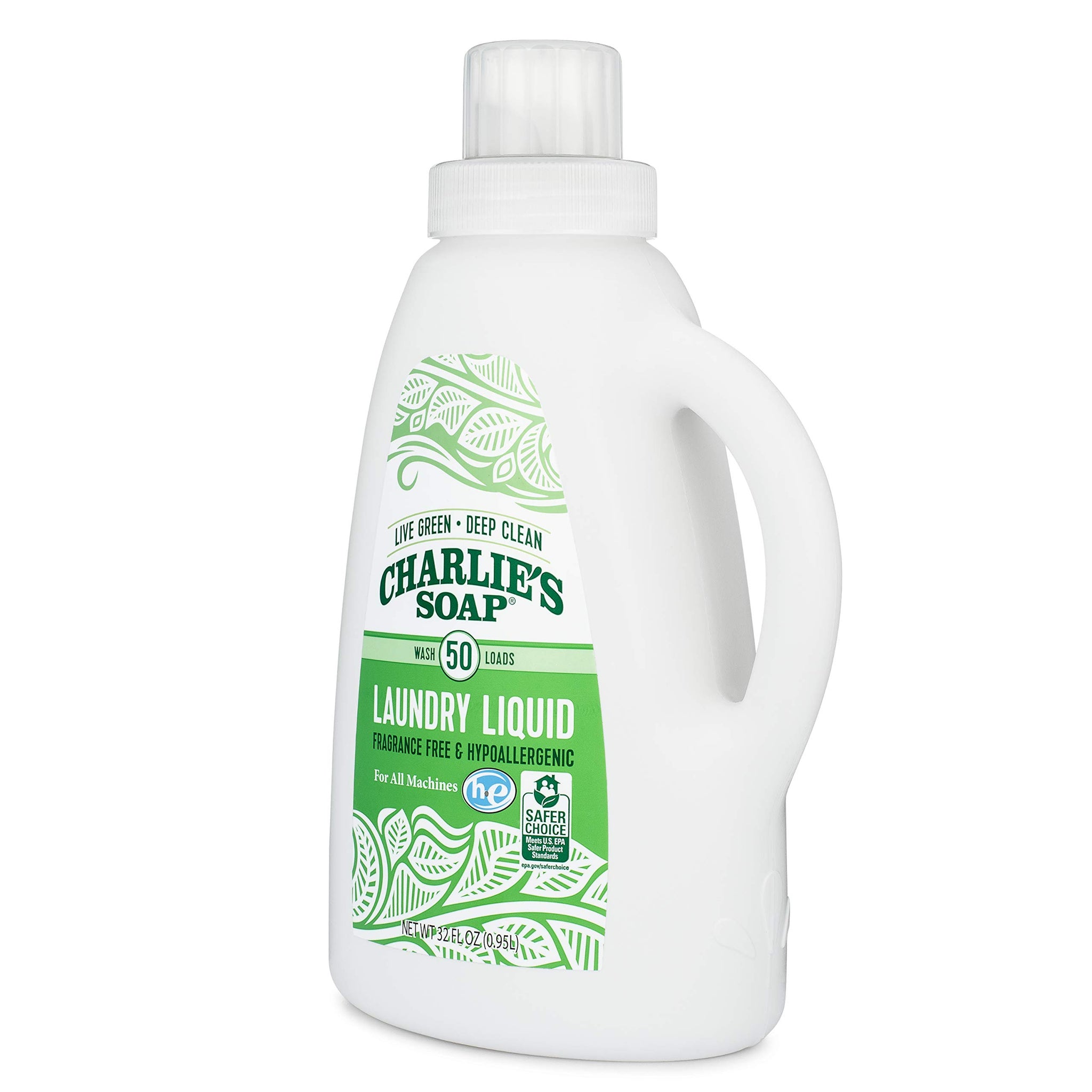 Charlie’s Soap Laundry Liquid (50 Loads, 6 Pack) Natural Deep Cleaning Hypoallergenic Laundry Detergent - Safe, Effective and Non-Toxic