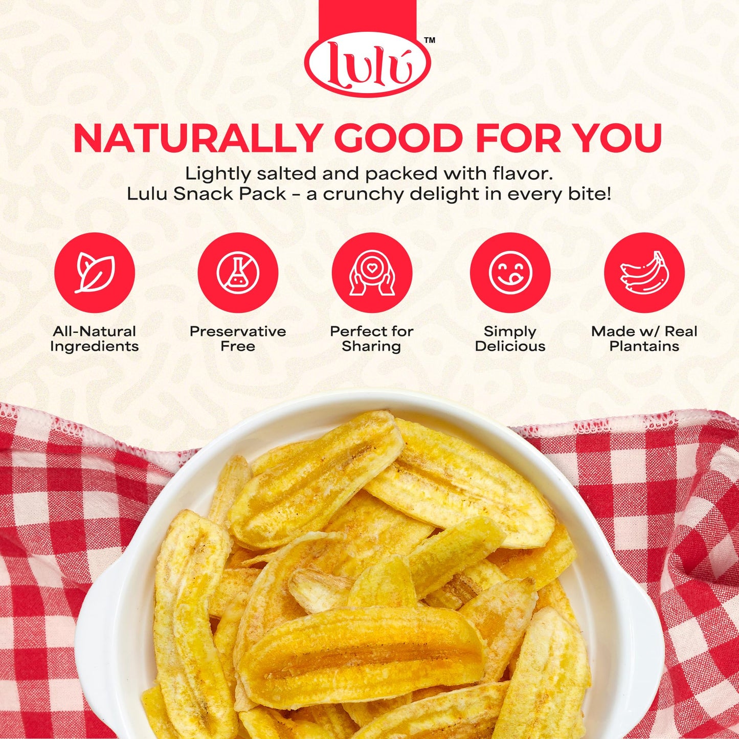 LULU Plantain Chips Variety Pack, 12 Individual Bags - 6 Lemon, 4 Lightly Salted, 2 Sweet Flavors - Crunchy Platanitos Chips, No Preservatives or