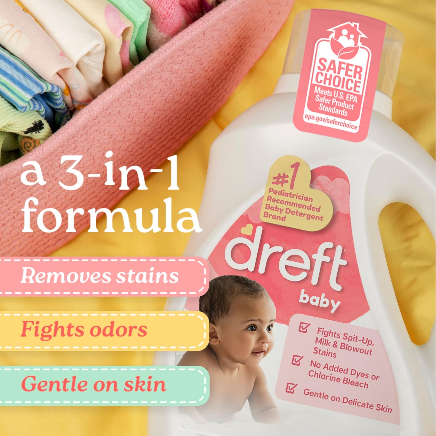 Dreft Baby Liquid Laundry Detergent, Fights Stains, Removes Odors, 32 loads, 42 fl oz
