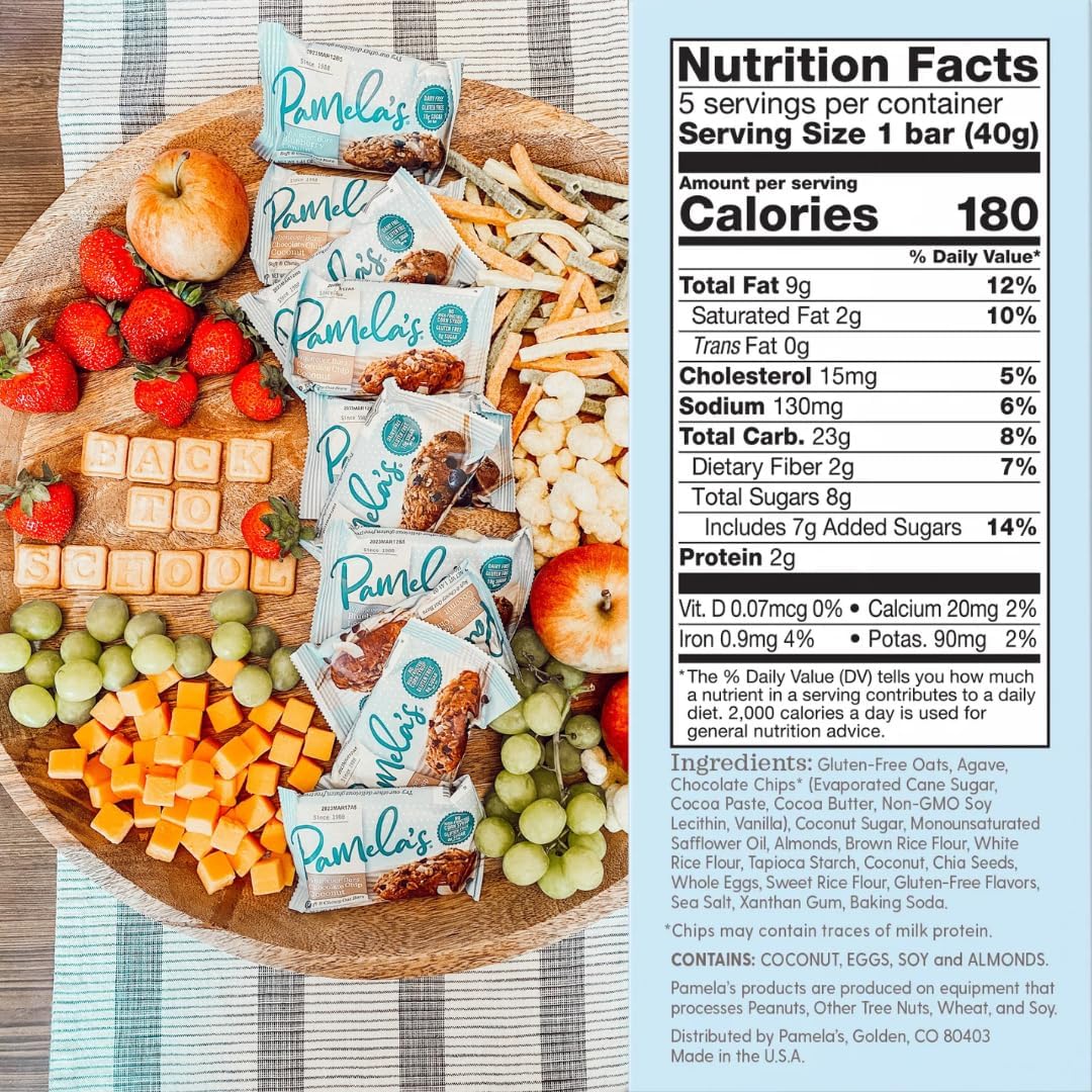 Pamela’s Whenever Snack Bars Variety Pack, 12 Count (4 Flavors, 3 Each) - Almond Cranberry, Raisin Walnut, Blueberry Lemon & Coconut Chocolate Chip
