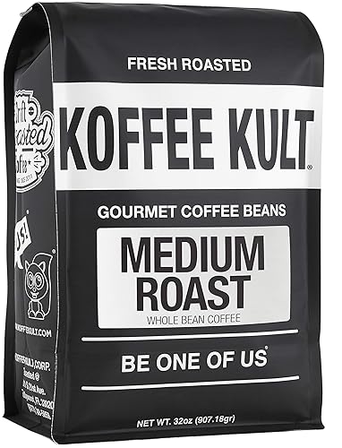 Koffee Kult Koffee Kult Medium Roast Smooth and Flavorful Medium Roast Coffee Beans- Perfect for a Relaxing Cup Anytime (Medium Roast, 32oz)