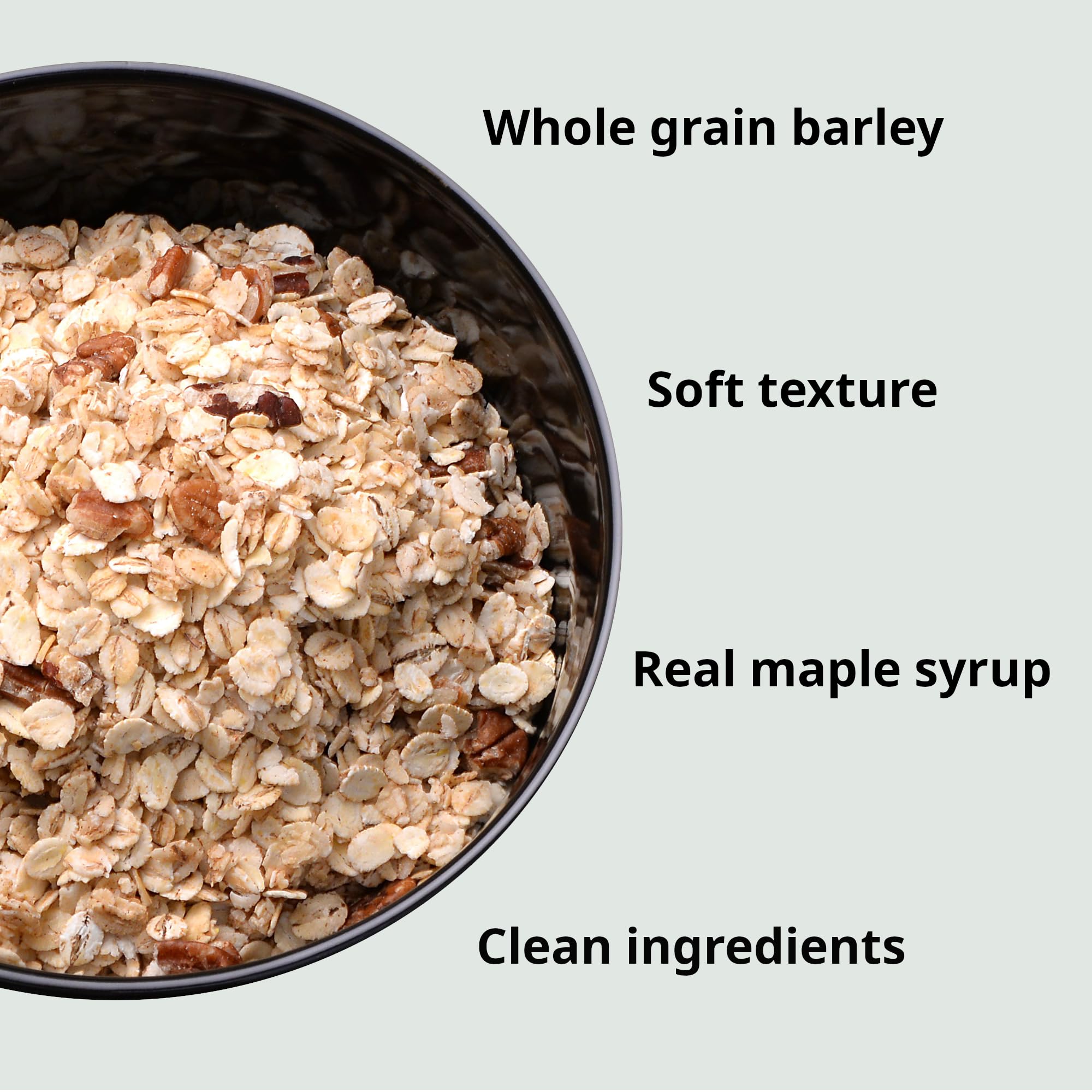 Burl Barley Granola, Maple Syrup & Pecan, 1 lb, Whole Grain Granola, Rolled Barley Grain, Maple Pecan Granola Sweetened with Real Maple Syrup