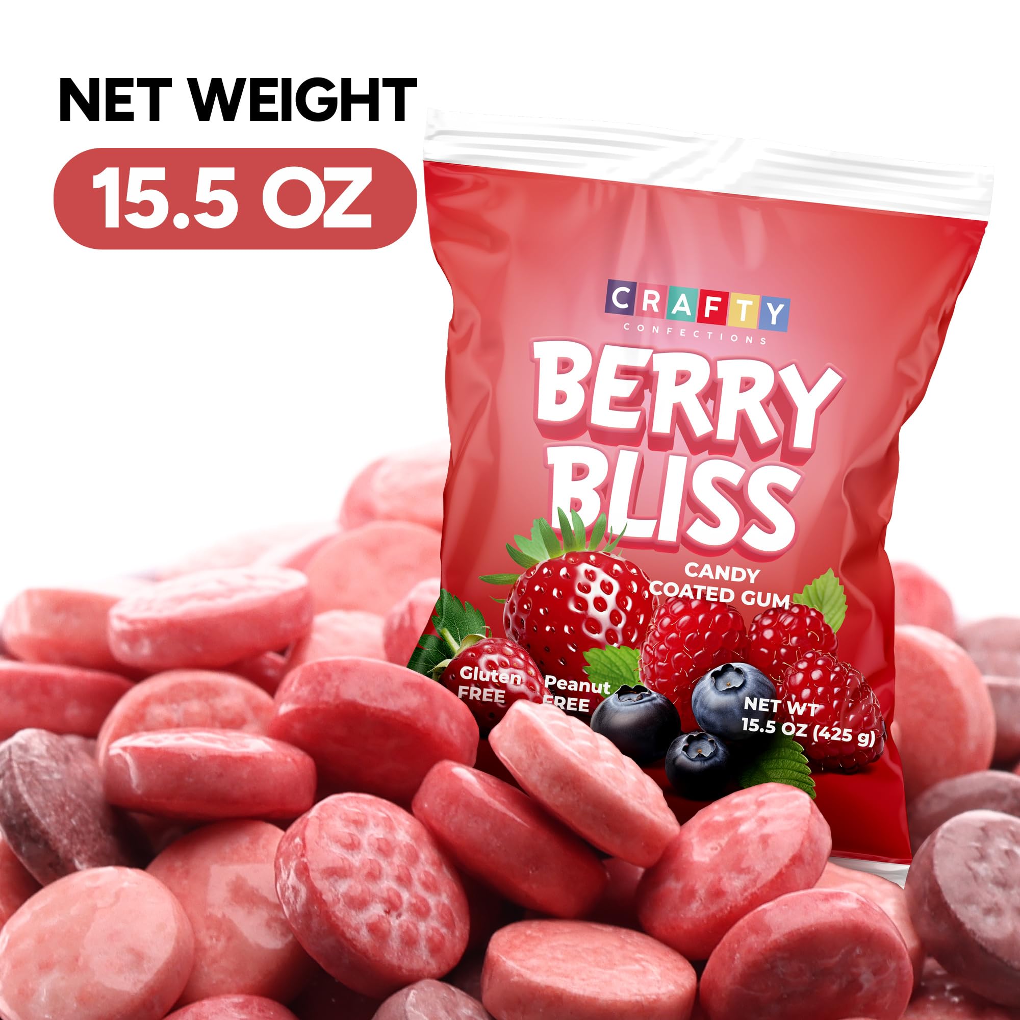 Razzles Candy Gum - 15 OZ Bag of Fruit-Flavored Chewing Bubble Gum - 318 pcs Vending Machine Refill Bulk Candy Coated Chewing Gum for Kids & Adults