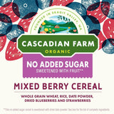Cascadian Farm No Added Sugar Mixed Berry Breakfast Cereal, Whole Grain & Organic, 12.5 oz Box