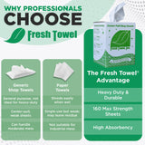 Fresh Towel Ultra Strong Center Pull Shop Towels - (1 Box of 300) Disposable Cleaning Towels - White, 9 x 12 inches - FT500