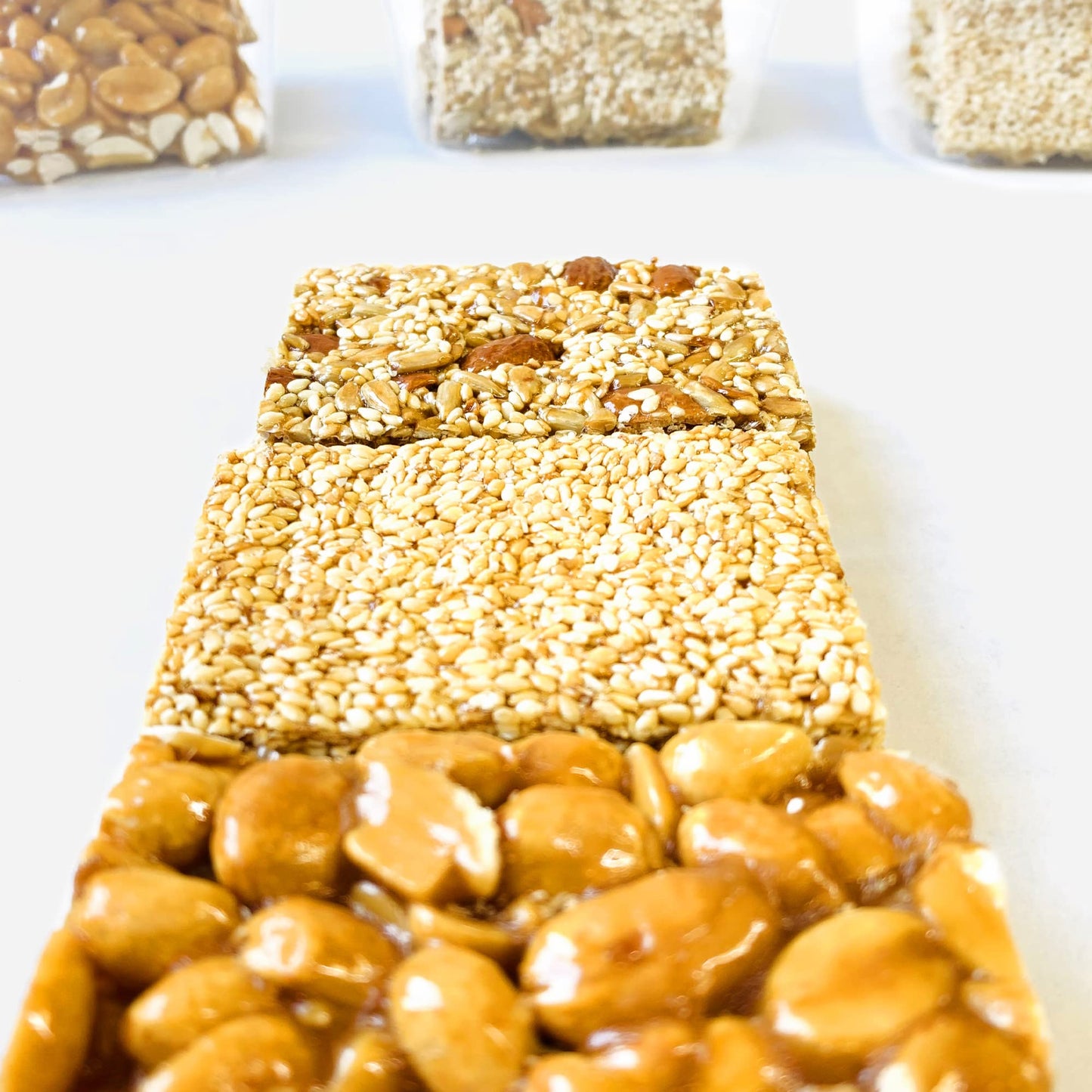 NY SPICE SHOP Crunch Bar - Pack of 3 Honey Bars (Peanut, Sesame & Honey Nut & Seed) - 12 Ounces Healthy Protein Snacks - Crunch Honey Candy - Great