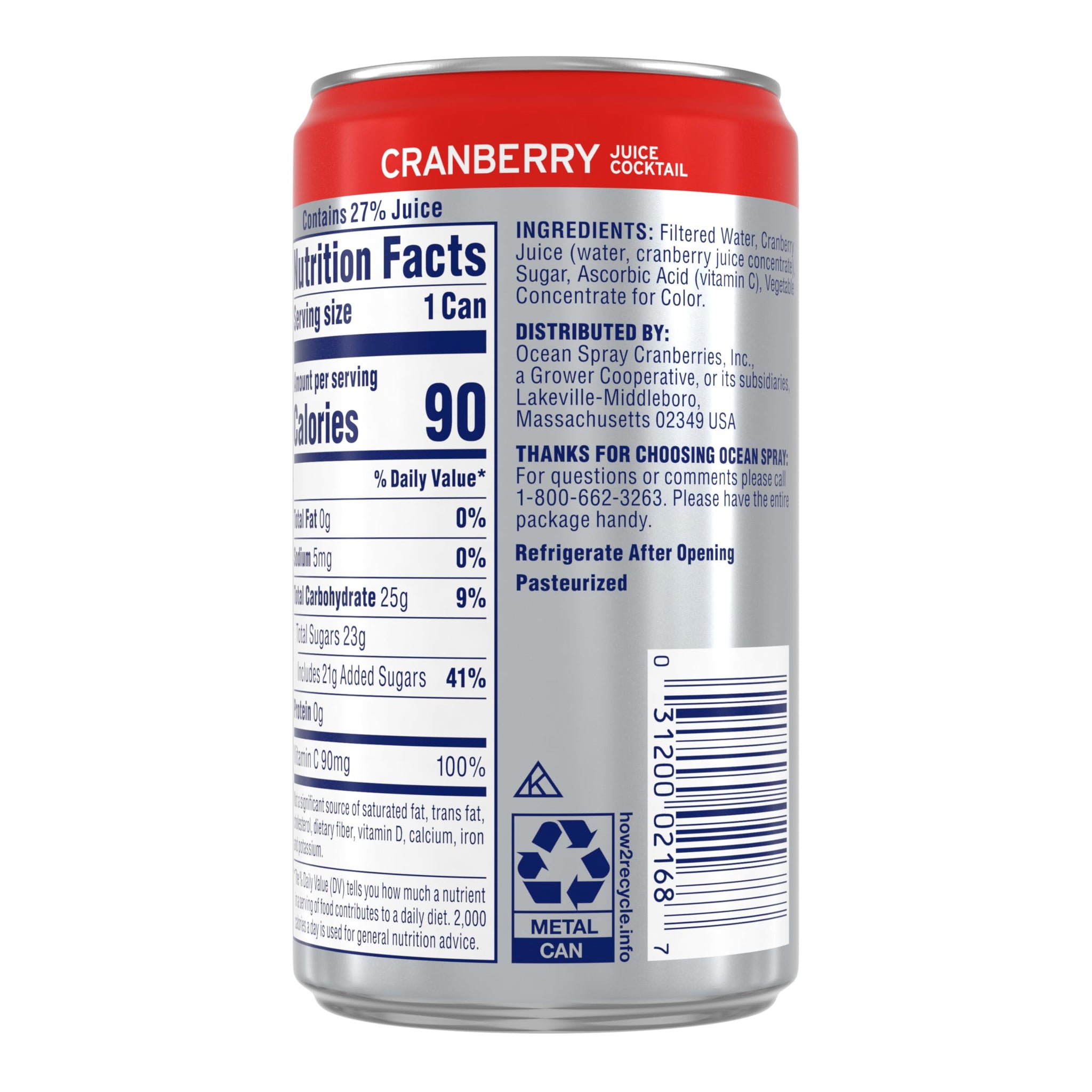 Ocean Spray Cranberry Juice Cocktail, 7.2 oz Cans (Pack of 24)