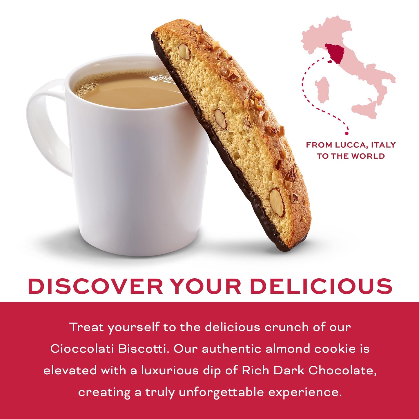 Nonni's Cioccolati Dark Chocolate Almond Biscotti, Individually Wrapped Italian Cookie Snacks, 8 Servings (Pack of 1)