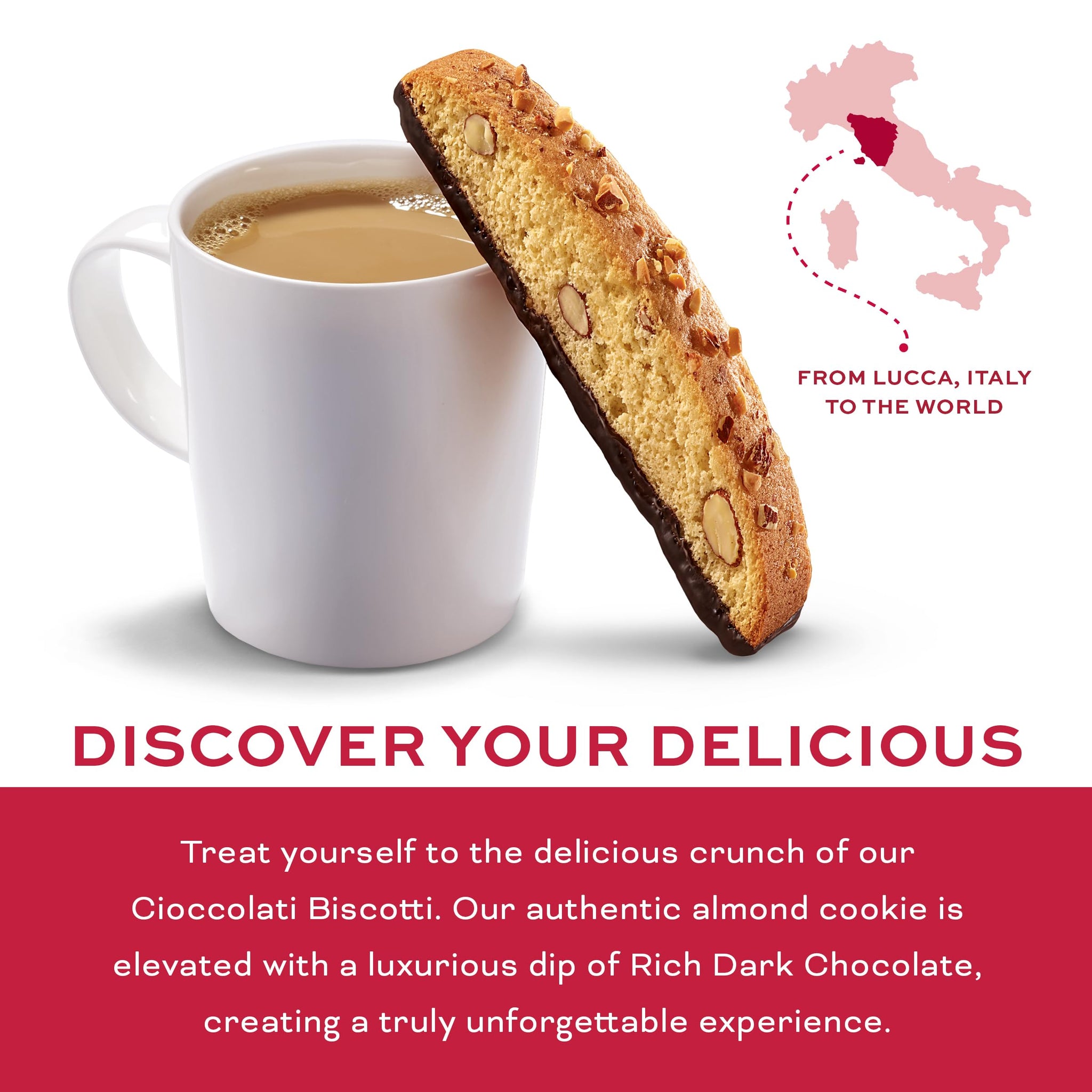 Nonni's Cioccolati Dark Chocolate Almond Biscotti, Individually Wrapped Italian Cookie Snacks, 8 Servings (Pack of 1)