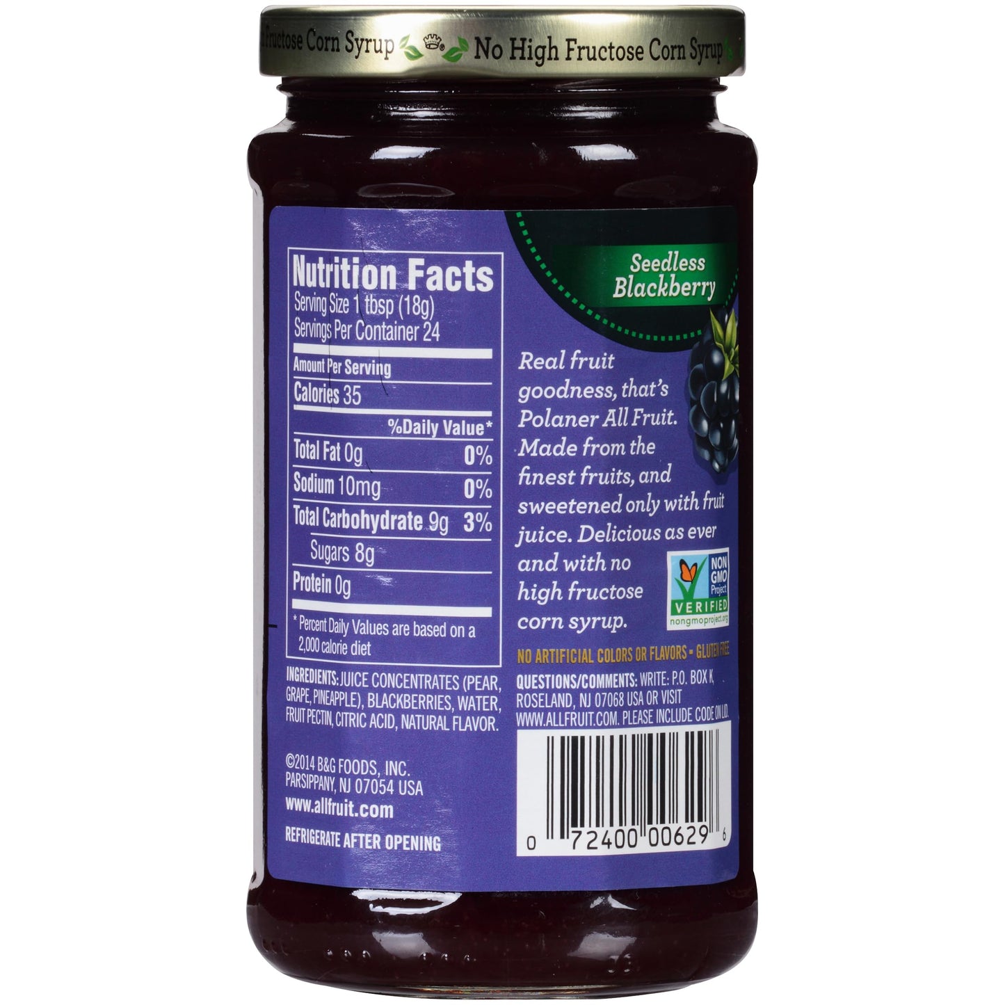 Polaner All Fruit Spreadable Fruit, Seedless Blackberry, 15.25 Ounce