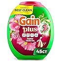 Gain Plus Flings Liquid Washing Detergent Pods, Gain's Best Clean, All-In-One, Happy Hibiscus Scent Laundry Pacs, 45 Count (Packaging May Vary)