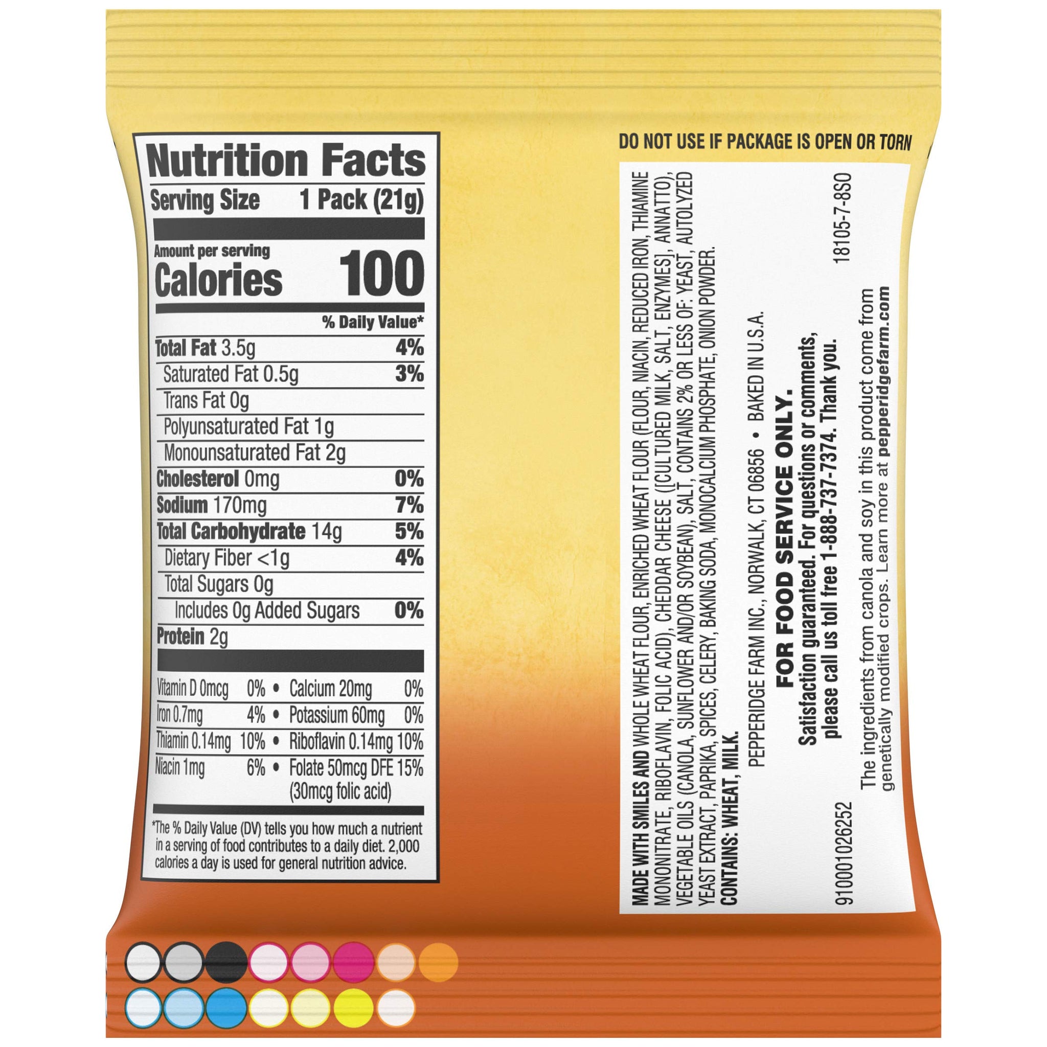 Pepperidge Farm Goldfish Whole Grain Snack Crackers, Cheddar, .75 Ounces, Pack of 300