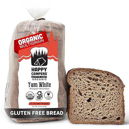 Happy Campers Yum White Gluten Free Bread, Multi-Grain, Non-GMO, Vegan, Organic, 17.4 oz Loaf (Pack of 4)