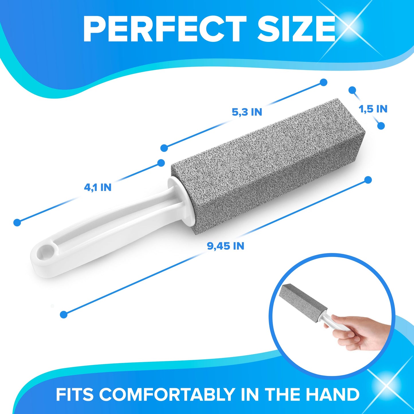 DISIWENE Pumice Cleaning Stone with Handle Toilet Bowl Cleaner Hard Water Ring Remover for Bath/Pool/Kitchen/Household Cleaning (4, 4 Pack