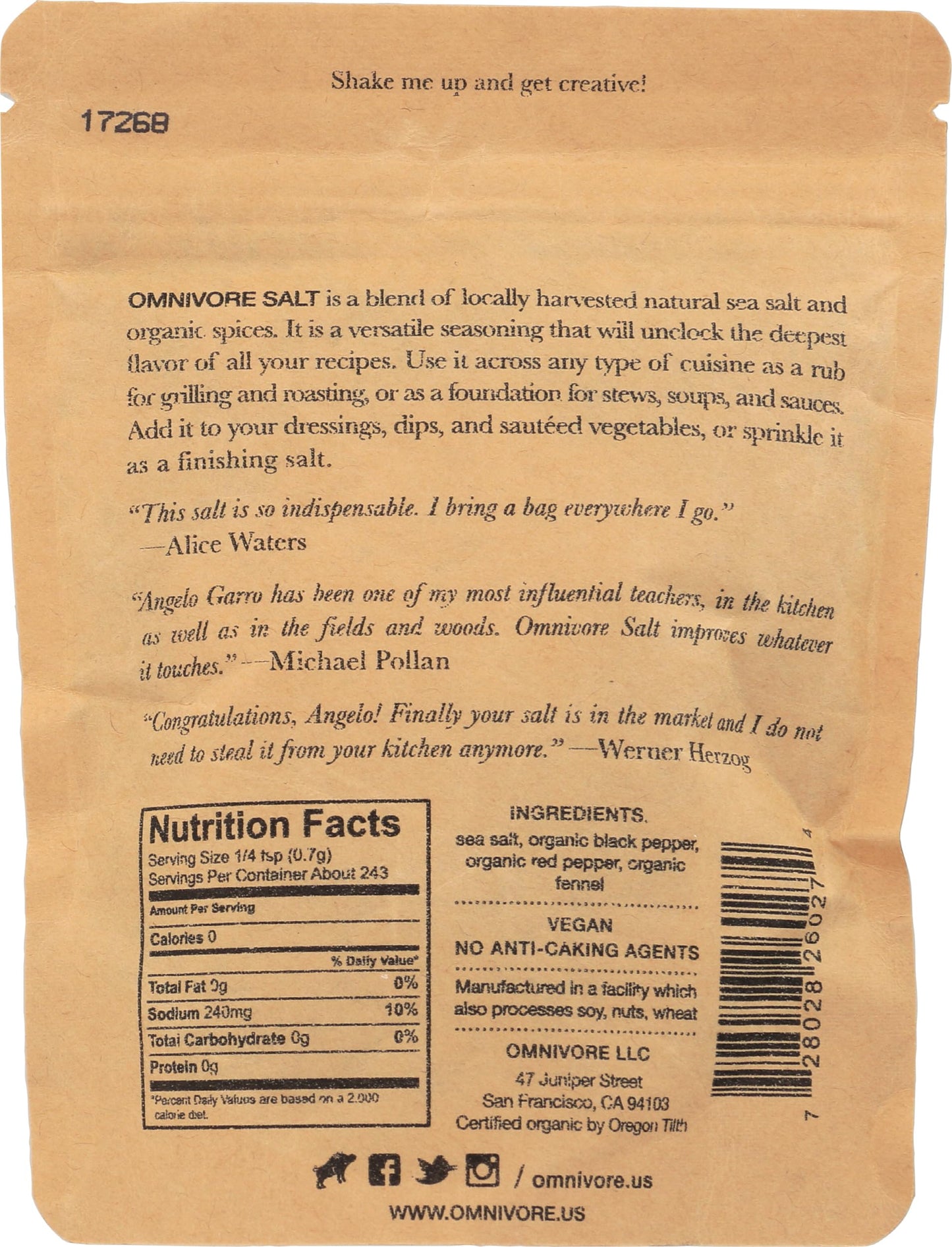 OMNIVORE SALT Organic Sea Salt Rub, 6 OZ