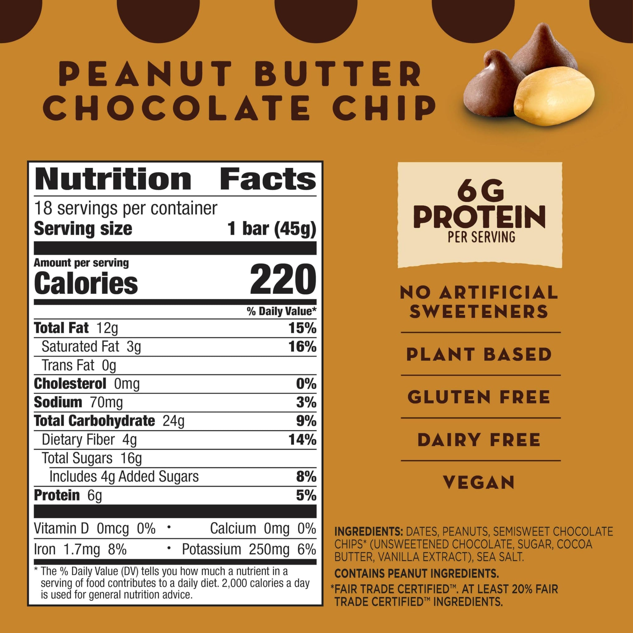 Larabar Peanut Butter Chocolate Chip, Fruit and Nut Bars, Gluten Free and Vegan, 18 Ct, 28.8 oz