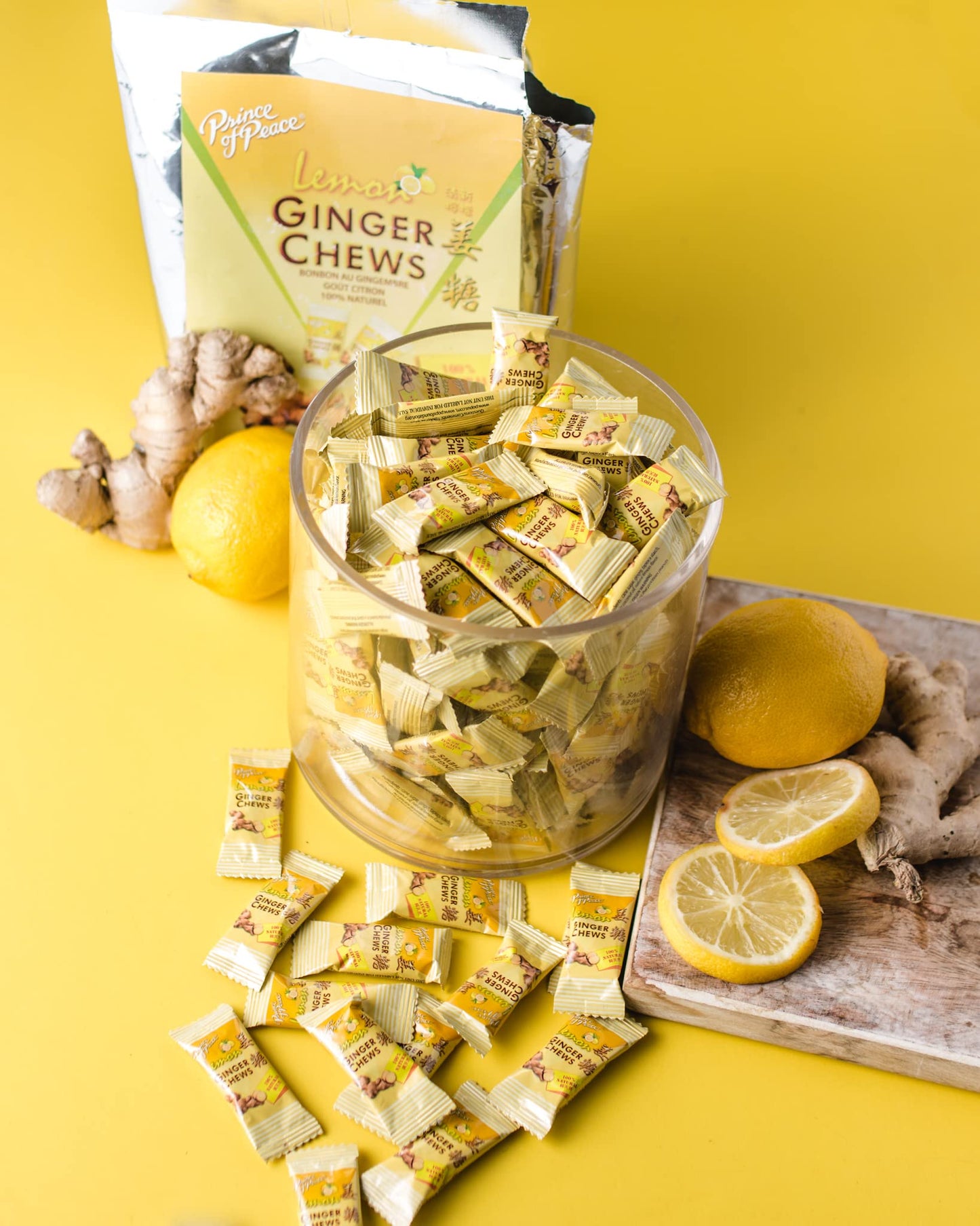 Prince of Peace Ginger Chews with Lemon, 2.2lb/1 kg. - Candied Ginger - Candy Pack - Ginger Chews Candy - Natural Candy