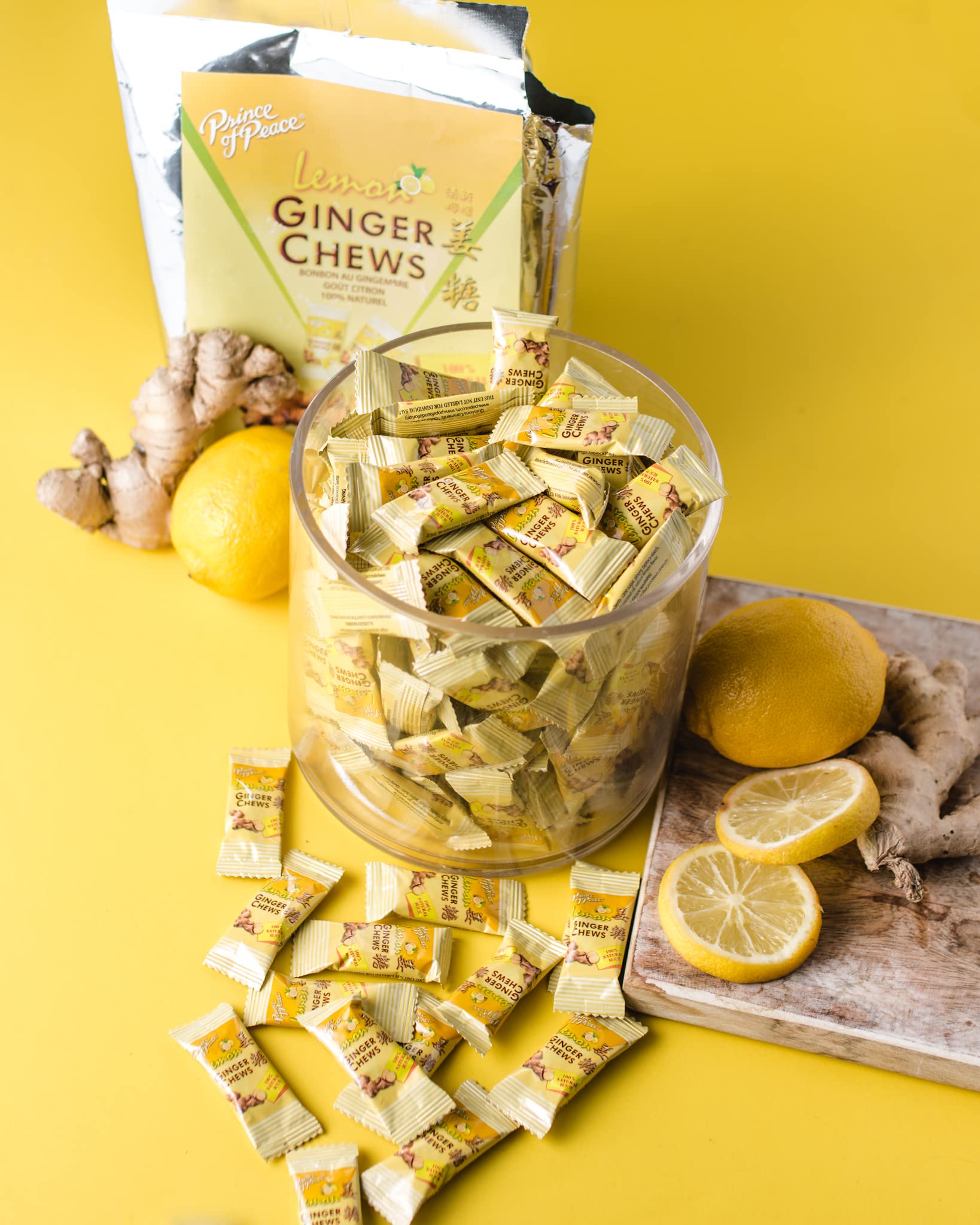 Prince of Peace Ginger Chews with Lemon, 2.2lb/1 kg. - Candied Ginger - Candy Pack - Ginger Chews Candy - Natural Candy