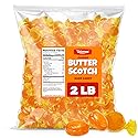 Butterscotch Hard Candy Discs Bulk 2lb Holiday Candies - Individually Wrapped Butter Scotch Candies For Party Favors, Office Treats & Sweets - Approx