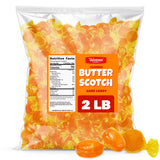 Butterscotch Hard Candy Discs Bulk 2lb Holiday Candies - Individually Wrapped Butter Scotch Candies For Party Favors, Office Treats & Sweets - Approx