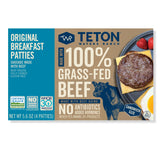 Teton Waters Ranch Breakfast Sausage Patties, 100% Grass-Fed Beef, Fully Cooked, Frozen Beef Breakfast Patties, No Sugar, No Nitrates or Nitrates