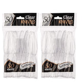 Settings [100 Count] Plastic Clear Knives, Heavyweight Disposable Cutlery, Great For Home, Office, School, Party, Picnics, Restaurant, Take-out Fast