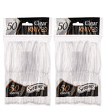Settings [100 Count] Plastic Clear Knives, Heavyweight Disposable Cutlery, Great For Home, Office, School, Party, Picnics, Restaurant, Take-out Fast