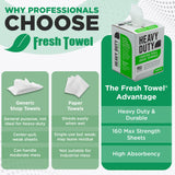 Fresh Towel Heavy Duty White Shop Towels 160 Sheets, 9x12 Inch Disposable Center Pull Shop Rags for Painters, Contractors, Automotive and Garage
