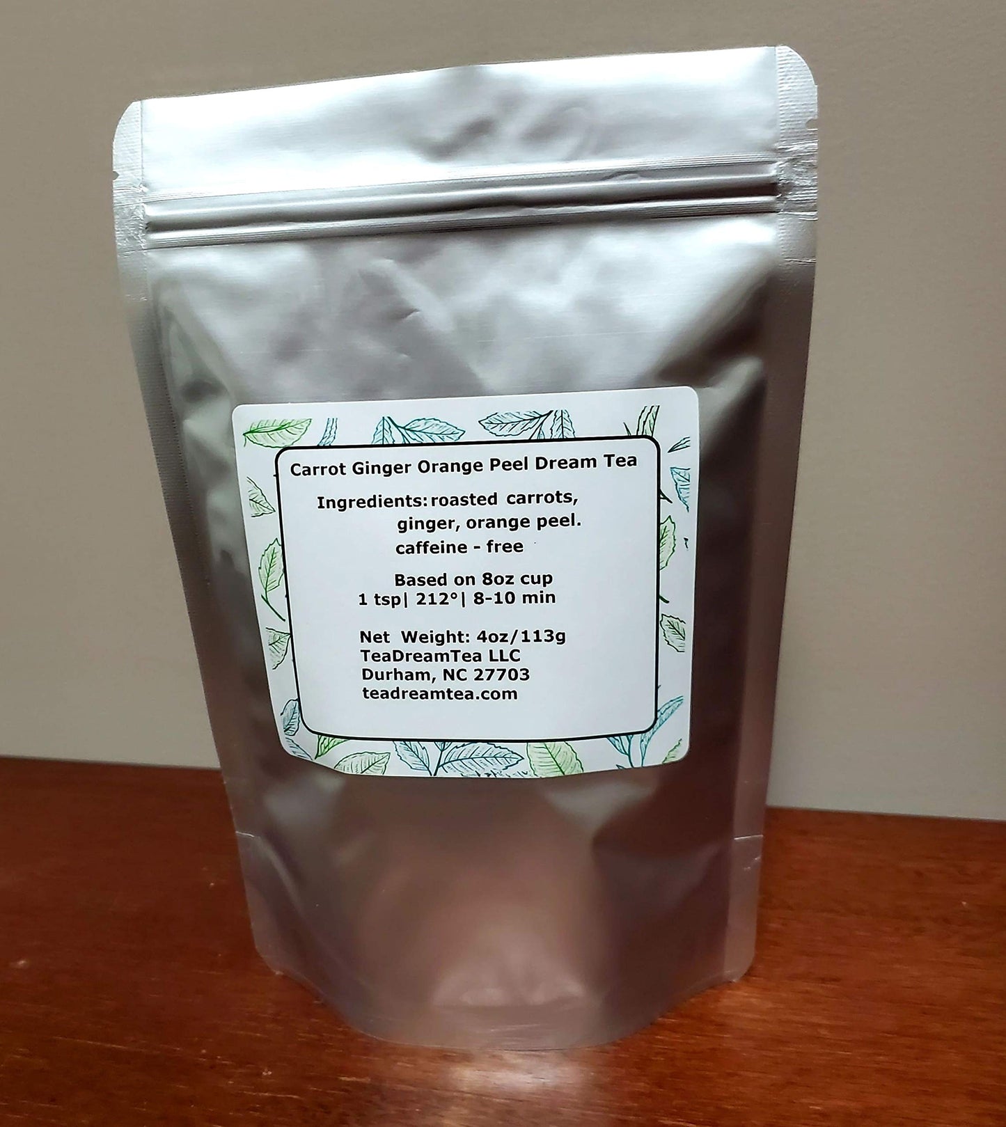Ginger Tea Carrot Tea Orange Peel | Caffeine Free | Vitamins Rich | All Natural | 4oz Bulk Bag - 60 Cups | Herbal Tea | Loose Tea | Wellness Tea |