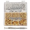 Kasvan Gold and Silver Sugar Sprinkles - Edible Candy Pearls with 4-Claw Sprinkle Pen,8.32Oz, Gift Box Pack, Baking Cake Decorations, Ice Cream