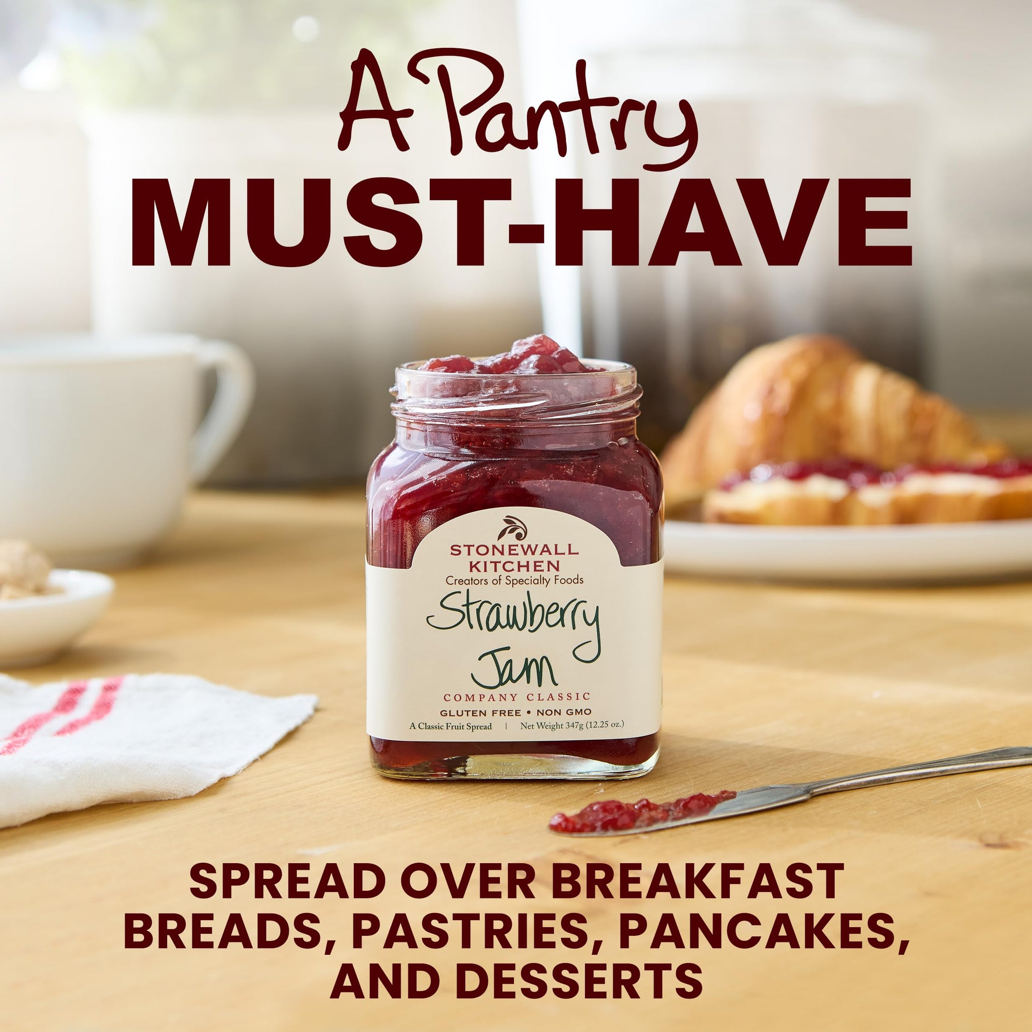 Stonewall Kitchen Strawberry Jam, Strawberry Jam Preserves, 12.5 Ounces