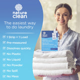 Nature Clean Non-Toxic Laundry Detergent Sheets Unscented 32 counts. Natural Fragrance Free Travel Laundry Detergent Strips & Soap Sheets Scent free