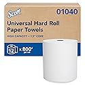Scott Professional Essential Universal Hard Roll Paper Towels, Bulk (01040), Hardwound 1.5' Core, Absorbency Pockets, White (12 Rolls at 800' Each