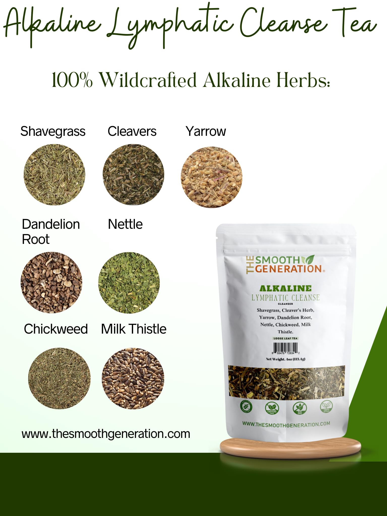 Alkaline Lymphatic Cleanse Tea, Herbal Blend for Detox and Drainage, 4 oz
