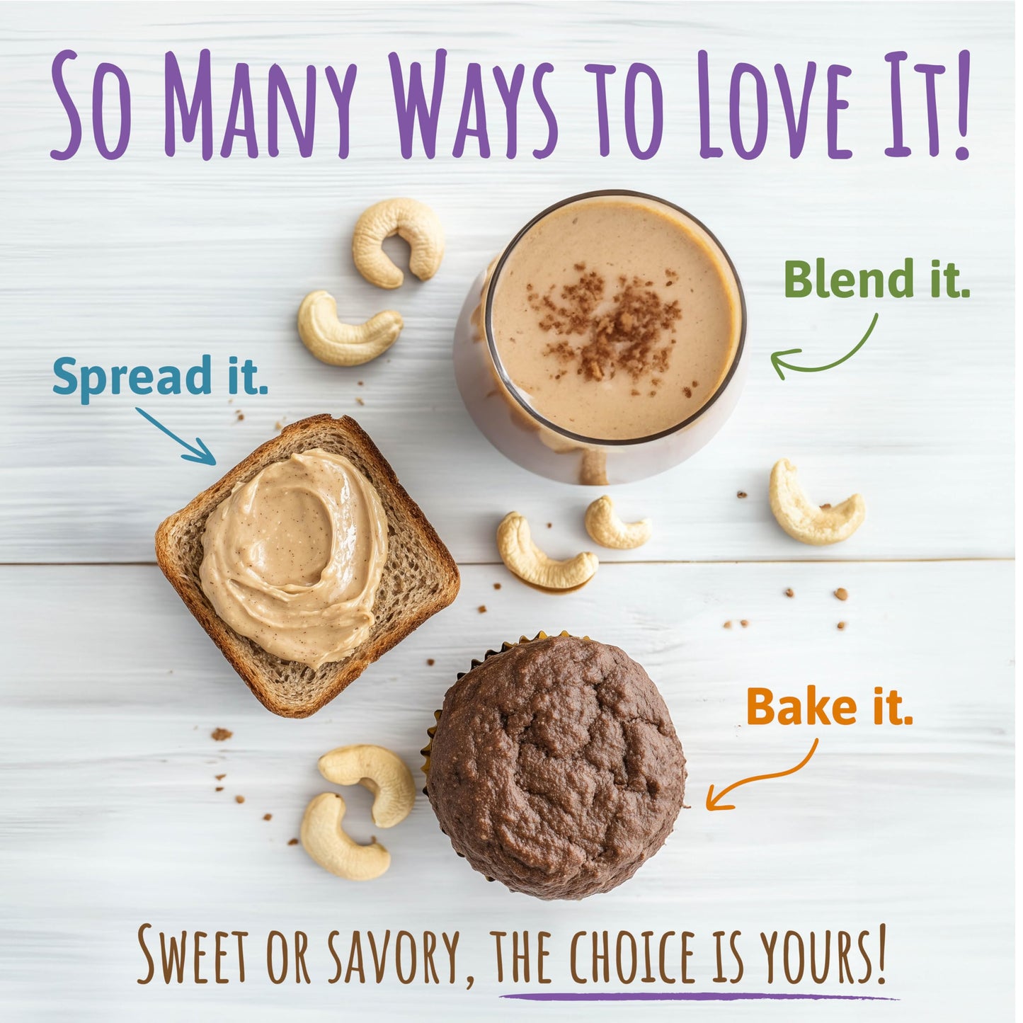 Sunshine Nut Company Gourmet Natural Cashew Butter, Sugar & Spice, 1 Pack, Vegan Spread with Hand-Roasted Mozambique Cashews, No Added Sugar, 13.6 oz