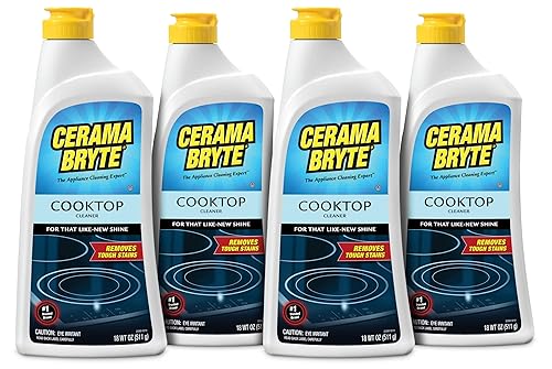 Cerama Bryte Removes Tough Stains Cooktop and Stove Top Cleaner for Glass - Ceramic Surfaces, 18 Ounces, 4 Pack