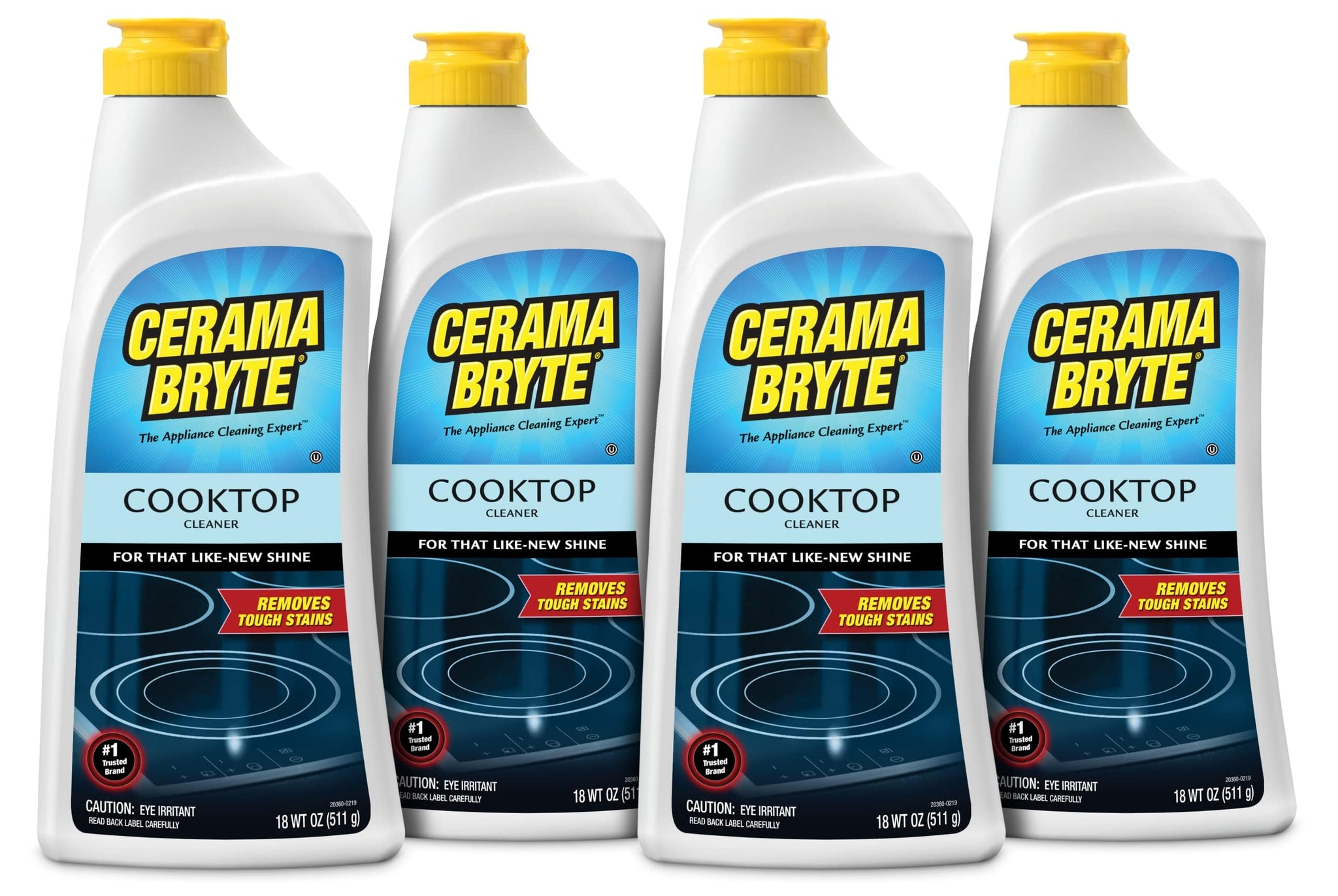 Cerama Bryte Removes Tough Stains Cooktop and Stove Top Cleaner for Glass - Ceramic Surfaces, 18 Ounces, 4 Pack