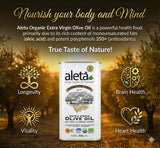 Aleta Farms Extra Virgin Olive Oil, USDA Organic, Single Estate PDO Polyphenol Rich, Cold Pressed, Global Gold Awards, Kosher, 33.8 Fl oz, (1 Ltr)