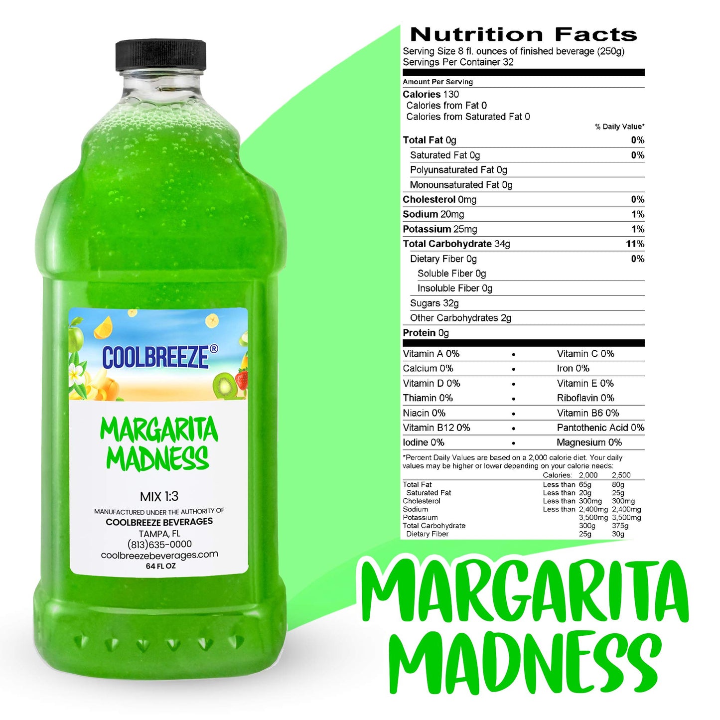 Cool Breeze Beverages Ready To Use Slush Mix, Margarita, 64 Fl. Oz