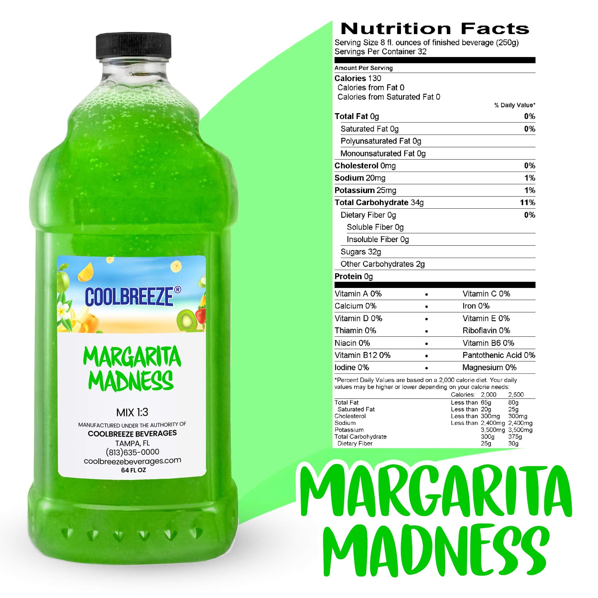 Cool Breeze Beverages Ready To Use Slush Mix, Margarita, 64 Fl. Oz