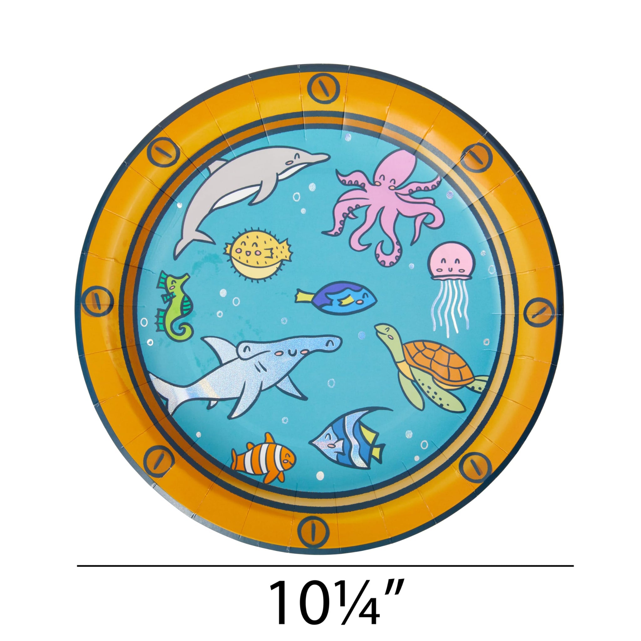 C.R. Gibson TW12-25638 Under the Sea Disposable Paper Dinner Plates, 10.25" Diameter, Multicolor, 8 Pieces