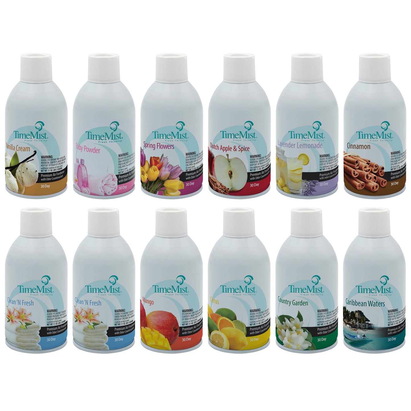 TimeMist Classic Metered Aerosol Fragrance Dispenser (Case of 6) + TimeMist Air Freshener Mixed Assortment Dispenser Refills