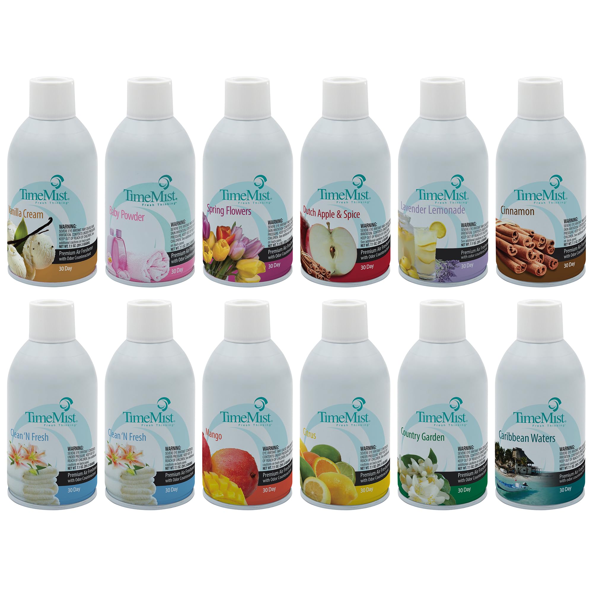 TimeMist Classic Metered Aerosol Fragrance Dispenser (Case of 6) + TimeMist Air Freshener Mixed Assortment Dispenser Refills
