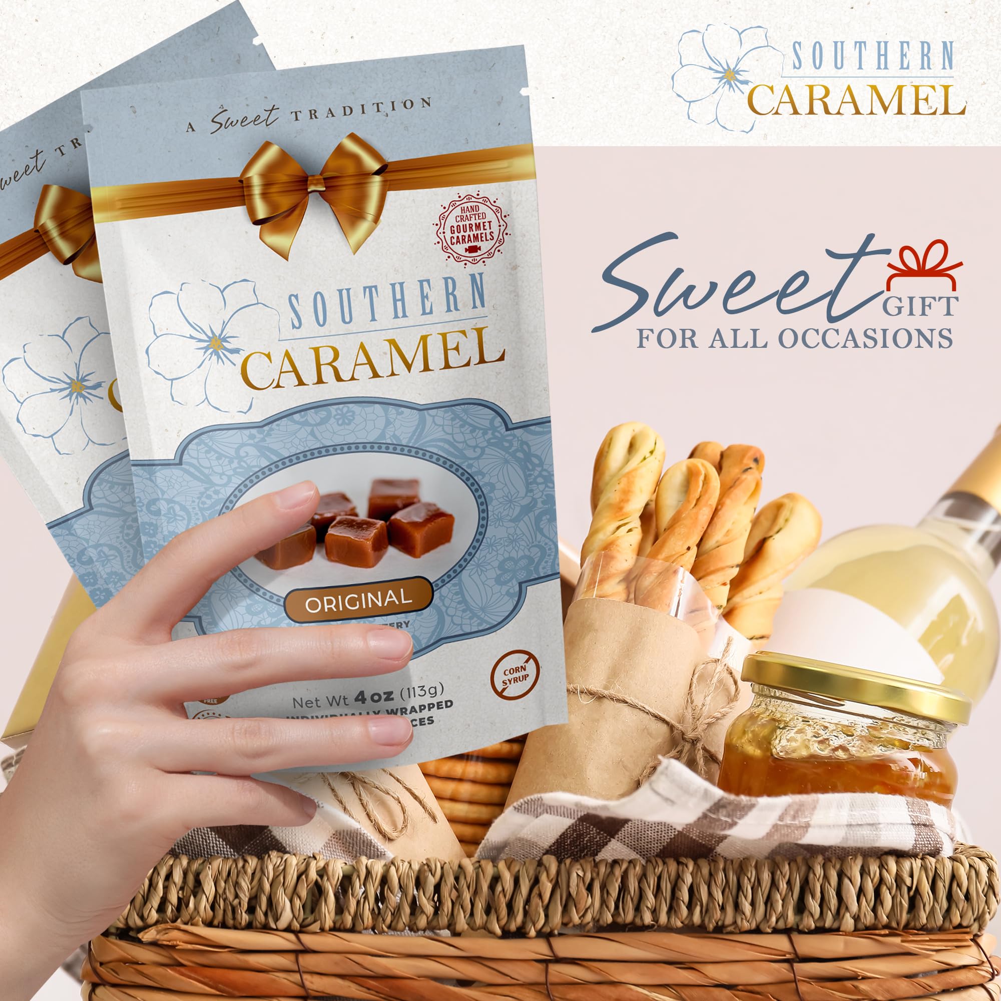 Southern Caramel Gourmet Caramel Bundle, Soft Buttery Original & Sea Salted Caramels, Handcrafted in Small Batches, Gluten Free, No Corn Syrup